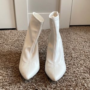 Faux leather white booties